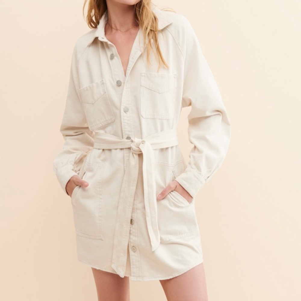 Hudson Oversized Denim Shirt Dress XS beige / cream